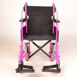 Lightweight Pink Folding Travel Wheelchair with Brakes