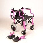 Pink Lightweight Folding Travel Wheelchair with Handbrakes