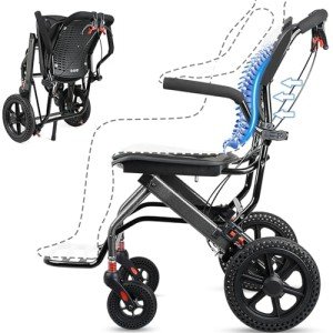 Lightweight Transport Wheelchair with Handbrakes - Black