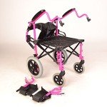Pink Lightweight Folding Travel Wheelchair with Handbrakes