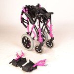 Pink Lightweight Folding Travel Wheelchair with Handbrakes