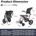 Lightweight Transport Wheelchair with Handbrakes - Black