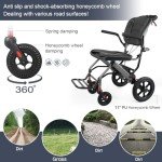 Lightweight Transport Wheelchair with Handbrakes - Black