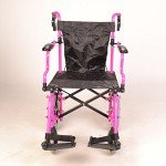 Pink Lightweight Folding Travel Wheelchair with Handbrakes
