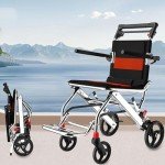 Lightweight Folding Aluminum Transport Wheelchair for Travel