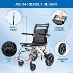 Lightweight 12-Inch Folding Wheelchair with Storage Bag