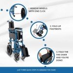 Mobiclinic® Marsella Folding Lightweight Wheelchair - Blue