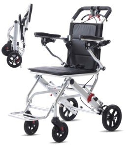 Ultralight Foldable Wheelchair with Hand Brakes