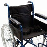 Blue Lightweight Foldable Self-Propelled Travel Wheelchair