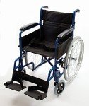 Blue Lightweight Foldable Self-Propelled Travel Wheelchair