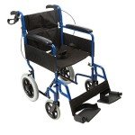 NRS Healthcare Lightweight Foldable Travel Wheelchair - Blue
