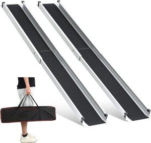 Foldable 5ft Non-Slip Aluminum Wheelchair Ramp