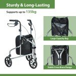 WestWood 3-Wheel Foldable Rollator Walker for Seniors