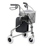 Folding Three-Wheel Rollator Walker with Accessories