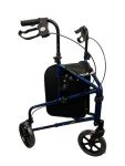Lightweight 3-Wheel Aluminium Rollator with Bag - Blue