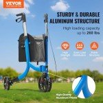 VEVOR Lightweight 3-Wheel Rollator Walker for Seniors