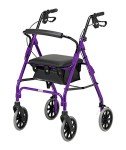 Lightweight Aluminum Four-Wheel Rollator in Purple