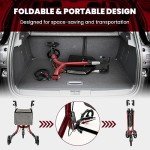 COSTWAY 3-Wheel Folding Rollator Walker - Red