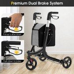 GYMAX Lightweight 3 Wheel Rollator with Shopping Bag