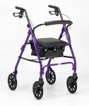 Lightweight Aluminum Four-Wheel Rollator in Purple