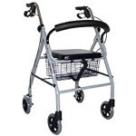 Lightweight Folding 4-Wheel Rollator Walker with Seat