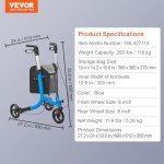 VEVOR Lightweight 3-Wheel Rollator Walker for Seniors