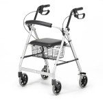 Lightweight Folding 4-Wheel Rollator Walker with Seat