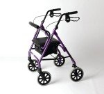 Lightweight Aluminum Four-Wheel Rollator in Purple