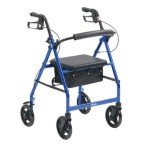 Drive Blue Folding 4-Wheel Walker with Seat