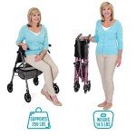 Lightweight Folding 4-Wheel Rollator with Seat