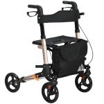 HOMCOM Folding 4-Wheel Walker with Seat and Bag