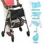 Lightweight Folding 4-Wheel Rollator with Seat