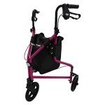 Lightweight Pink Tri Walker with Lockable Brakes