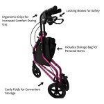 Lightweight Pink Tri Walker with Lockable Brakes