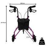 Lightweight Pink Tri Walker with Lockable Brakes