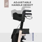 HOMCOM Folding 4-Wheel Walker with Seat and Bag