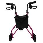 Lightweight Pink Tri Walker with Lockable Brakes