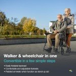 Helavo 2-in-1 Folding Walker and Wheelchair Combo