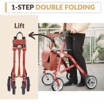 Uplivin Trive Lightweight 4-Wheel Rollator - Red