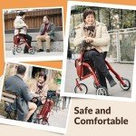 Uplivin Trive Lightweight 4-Wheel Rollator - Red