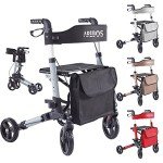 Arebos Lightweight Aluminum Rollator with Seat and Bag