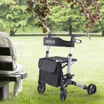 Arebos Lightweight Aluminum Rollator with Seat and Bag