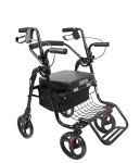 KMINA 2-in-1 Rollator and Wheelchair, Lightweight Black