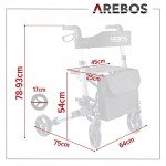 Arebos Lightweight Aluminum Rollator with Seat and Bag