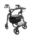 KMINA 2-in-1 Rollator and Wheelchair, Lightweight Black