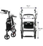 KMINA 2-in-1 Rollator and Wheelchair, Lightweight Black