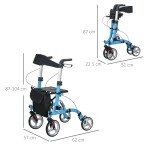 Lightweight 4-Wheel Rollator Walker with Seat, Blue