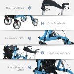 Lightweight 4-Wheel Rollator Walker with Seat, Blue