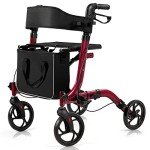 COSTWAY Folding 4-Wheel Mobility Walker with Seat