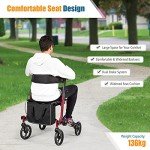 COSTWAY Folding 4-Wheel Mobility Walker with Seat